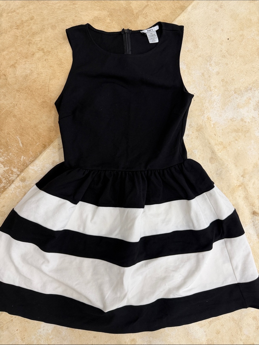 Bar III Black and White Striped Peplum Mini Dress